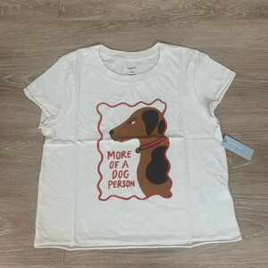 Anthropologie Cream “More of a Dog Person” Graphic Tee Size XXSP